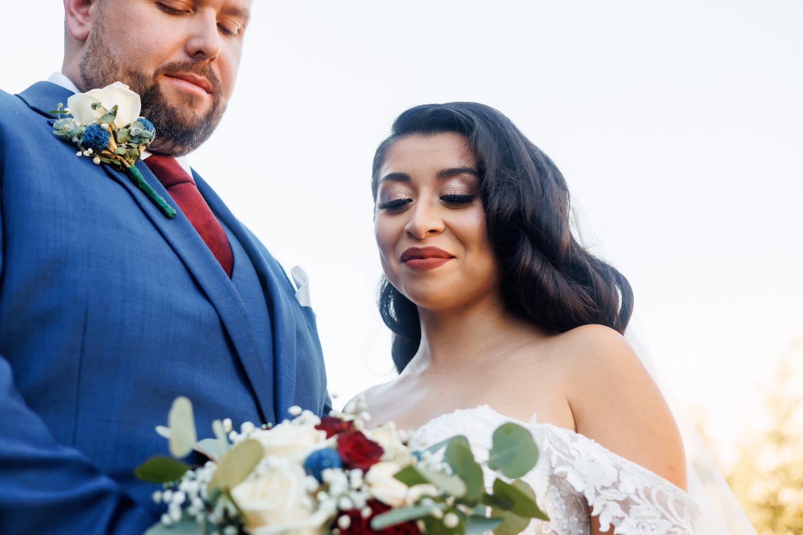 Bride and groom close together after the ceremony